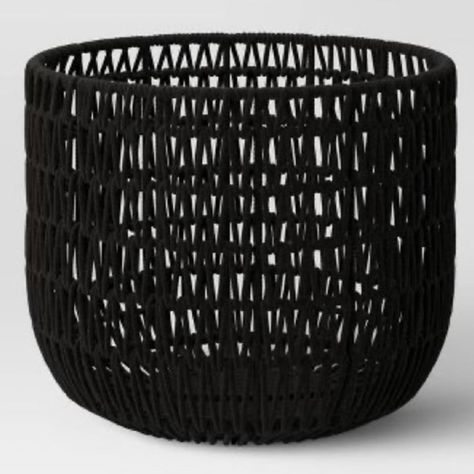 New threshold black rope basket Monogram Stockings, Black Basket, Blanket Basket, Artificial Boxwood, Decorative Basket, Round Basket, Black Rope, Rope Basket, Storage Organizer