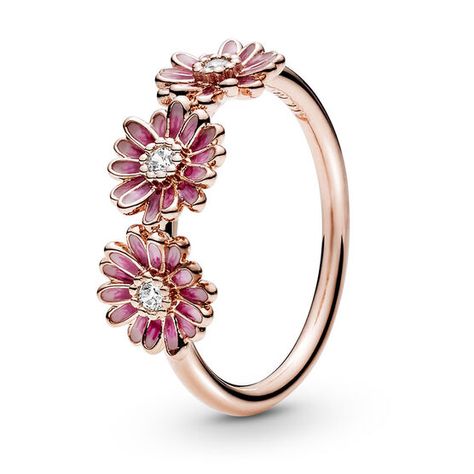 Pink Daisy Flower, Playful Jewelry, Pandora Ring, Pandora Pink, Pandora Rose, Trio Ring, Charms Pandora, Daisy Ring, Pandora Rings