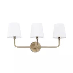 Dawson 3-light Aged Brass Bath/Vanity Fixture | Overstock Screen Door Lock, Brass Vanity, Vanity Wall Light, Capital Lighting Fixture, Flood Wall, Billiard Lights, Capital Lighting, Bathroom Vanity Light, Light Vanity