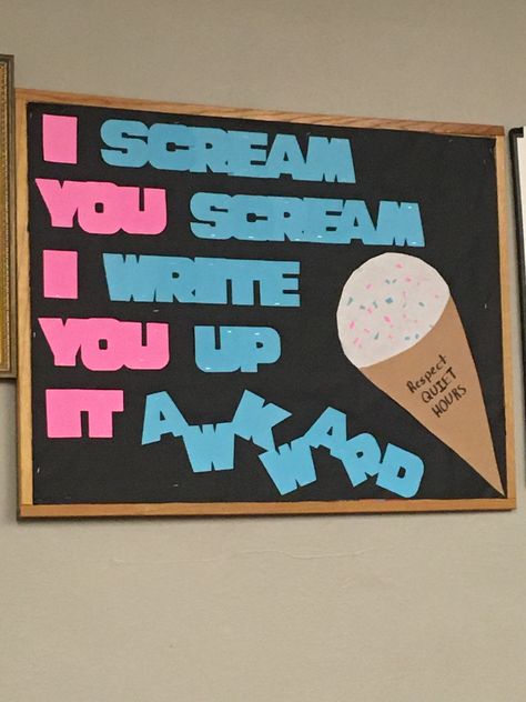 Bulletin Board Ideas Dorm Room, Bulletin Board Ideas For College Dorms, Funny Ra Boards, Funny Bulletin Board Ideas, Funny Ra Bulletin Boards, Dorm Themes Resident Assistant, Ice Cream Bulletin Board, Dorm Hall Decorations, Funny Bulletin Boards