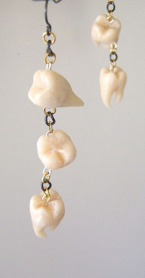 Creepy Jewelry, Tooth Jewelry, Weird Jewelry, The Tooth Fairy, Teeth Jewelry, Wisdom Teeth, Halloween Cupcakes, Funky Jewelry, Fantasy Jewelry