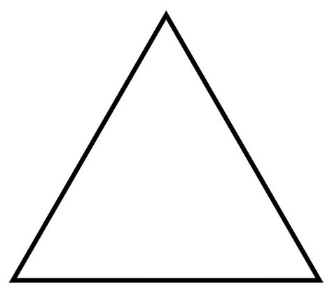 This picture features a triangle. A triangle is a polygon (2D shape) with 3 sides and 3 interior angles which add to 180 degrees. Triangle Pictures, Triangle Printable, Preschool Family Theme, Geometry Project, Segi Lima, Buddha Canvas Art, Triangle Drawing, Baby Flash Cards, Shapes Drawing