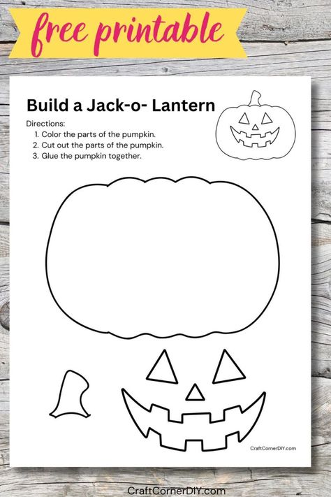 Jack-o-Lantern pumpkin craft Pumpkin Templates Free Printable, Pumpkin Templates Free, Pumpkin Craft For Kids, Pumpkin Face Templates, Halloween Pumpkin Templates, Quick Halloween Crafts, Holiday Crafts Halloween, Halloween Writing Prompts, Pumpkin Craft