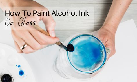 Alcohol Ink on Glass | How To Properly Paint Glass - DIY Craft Club Alcohol Ink Wine Glasses Diy, Alcohol Ink On Glass Diy, Alcohol Ink Glass Tutorials, Making Sugar Scrub, Easy Sugar Scrub Recipe, Scrub Video, Make Sugar Scrub, Paint Shells, Tinting Glass