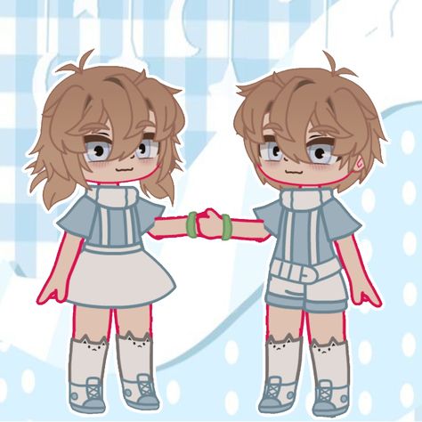 A cute outfit for two cute kids ^^ Gacha Club Outfit Matching, Gacha Club Matching Outfits, Gacha Twins Outfits, Gacha Club Twins Oc, Gacha Club Kid Outfits, Gacha Kid Outfits, Gacha Life Kid Outfits, Gacha Life Outfits Girls Cute, Gacha Club Onsies Ideas