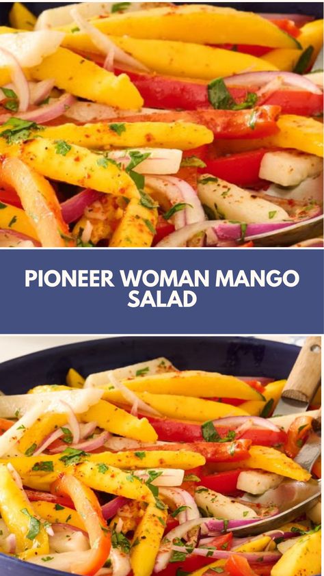 This easy Pioneer Woman Mango Salad is a refreshing and nutritious side dish, perfect for any meal. With a simple mix of sweet mango, crisp jicama, and tangy lime dressing, it’s a quick and vibrant addition to your table. Feel free to swap in your favorite veggies for a personalized twist! Pioneer Woman Mango Salad, Mango Crisp, Fruit Sides, Pioneer Kitchen, Chili Lime Seasoning, Mango Salad, Lime Dressing, Chili Lime, Easy Salad Recipes