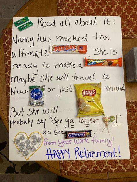 Retirement Candy Bar Ideas, Retirement Candy Boards, Retirement Candy Bar Poster, Work Retirement Party Ideas, Huddle Board, Candy Poems, Birthday Craft Gifts, Retirement Candy, Candy Sayings