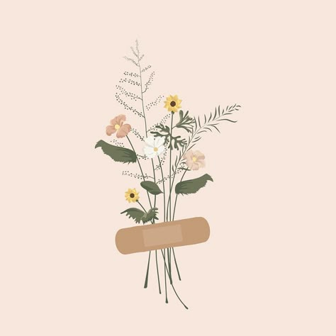 Therapy Illustration, Mental Health Artwork, Aesthetic Square, Healing Artwork, Health Illustration, Healing Flowers, Newborn Schedule, Health Images, Health Icon