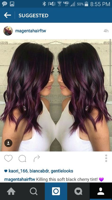 Purple Brown Hair Without Bleach, Bleach Hair Color, Purple Balayage, Dark Purple Hair, Haircut And Color, Hair Color Blue, Hair Color Balayage, Dark Brown Hair, Grunge Hair