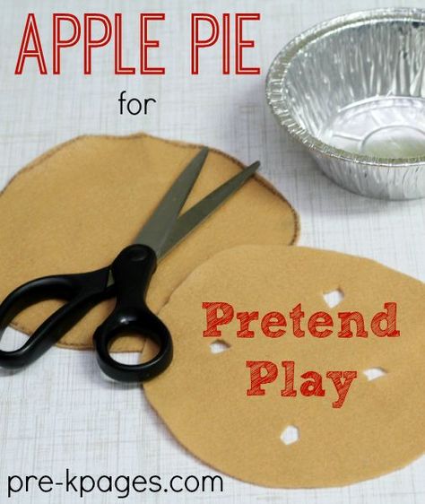 Apple Activities for Preschool and Kindergarten. Felt Apple Pie for Pretend Play Pie Stand Dramatic Play, Felt Apple Pie, Apple Lesson Plans, Apple Theme Activities, Felt Apple, Apple Week, Preschool Apple Theme, Play Printables, Dramatic Play Themes