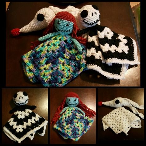 Nightmare Before Christmas crochet Lovey Nightmare Before Christmas Crochet, Bedding Black, Crochet Pour Halloween, Lovey Pattern, Crochet Lovey, Confection Au Crochet, Crochet Geek, Halloween Crochet Patterns, Bedroom Bedding