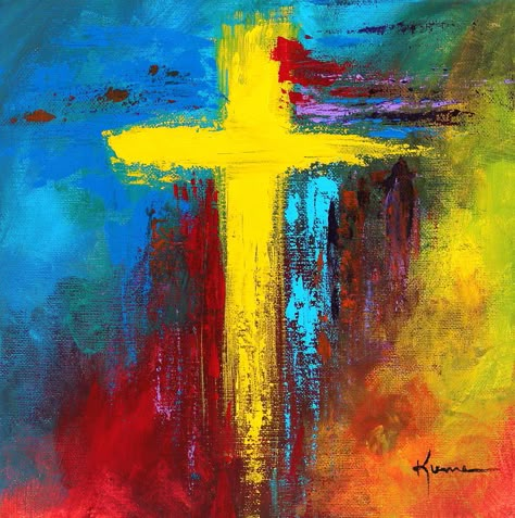 Cross Paintings On Canvas | Cross 2 Painting by Kume Bryant - Cross 2 Fine Art Prints and Posters ... Christian Art Print, Prophetic Art, Cross Art, Soyut Sanat Tabloları, Abstract Art Inspiration, Jesus Art, Blue Painting, Cross Paintings, Canvas Ideas