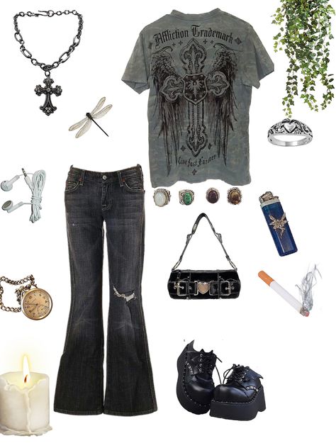 Spring Outfits Y2k Grunge, Y2k Style Board, Dark Y2k Clothes, 2010 Grunge Outfits, Y2k Grunge Outfits Plus Size, Grunge Outfits Shein, Simple Goth Outfits For School, Grunge Y2k Outfits Street Styles, Y2k Emo Fashion