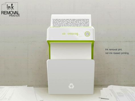 Instead of throwing away old papers, just reuse them with this ink-removing printer. Ink Removal, Office Gadgets, Take My Money, Gadgets And Gizmos, Yanko Design, Cool Tech, Future Technology, Cool Inventions, Old Paper