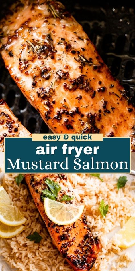 This Air Fryer Salmon recipe is super simple and totally delicious. Coated in a zesty mustard dressing, it brings an amazing flavor that everyone loves. Best Salmon Air Fryer Recipes, Salmon Fillet Recipes Air Fryer, Mustard Sauce For Salmon, Air Fryer Salmon Recipes, Airfryer Salmon, Salmon In The Air Fryer, Salmon In Air Fryer, Salmon Fillet Recipes, Air Fryer Salmon