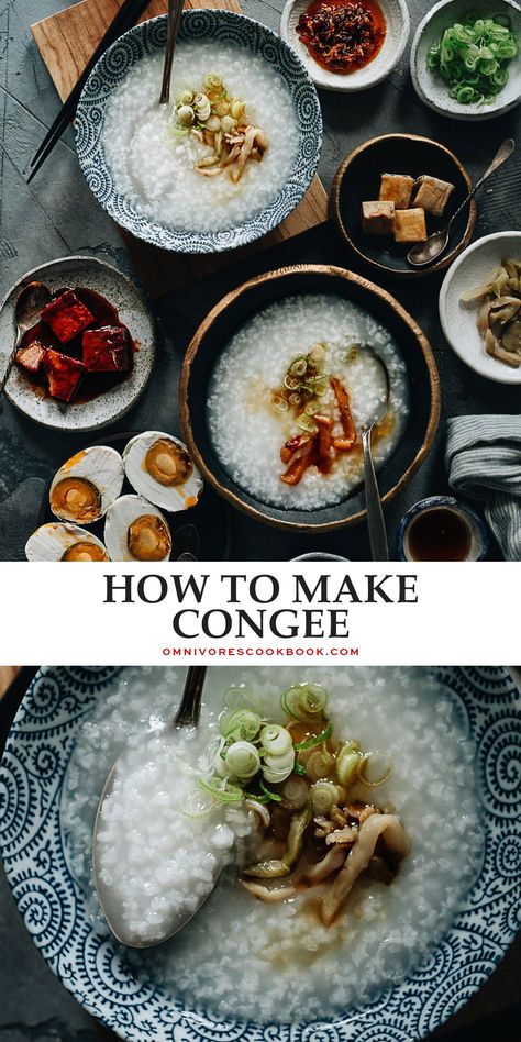 Congee Recipe Vegetarian, Chinese Dinner Table, Congee Recipe Breakfast, Korean Porridge, Savory Porridge, Congee Recipe, Pregnancy Meals, Chinese Dinner, Cooking Oatmeal