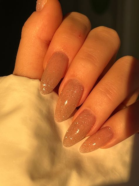 Sparkly Tan Nails, Sparkle Brown Nails, Beige Sparkle Nails, Sparkly Brown Nails, Tan Nails, Sparkle Nails, Sparkly Nails, Brown Nails, Almond Nails