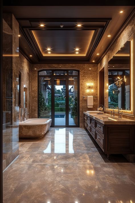 Upgrade your bathroom with these modern design ideas for a fresh look. Huge Modern Bathroom, Big Luxury Bathroom, Dream Bathroom Design, Massive Bathroom, Mansion Bathroom, Rich Bathroom, His And Hers Bathroom, Spacious Bathroom, Modern Design Ideas