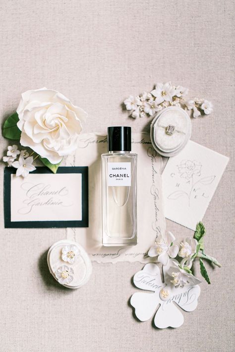 Wedding Detail Flatlay, Bridal Perfume Photography, Wedding Details Flatlay Photography, Bride Flat Lay Details, Wedding Day Perfume, Ring Composition, Wedding Detail Shots Perfume, Wedding Vowels, Wedding Fragrance