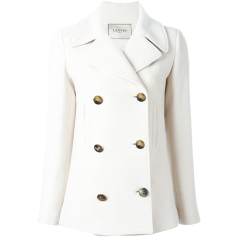 Lanvin classic short peacoat ($2,450) ❤ liked on Polyvore featuring outerwear, coats, short coat, peacoat coat, lanvin, lanvin coat and pea coat Casual Jacket Outfit, Short Peacoat, Wool Coat Outfit, White Pea Coat, White Peacoat, White Wool Coat, White Winter Coat, Cream Coat, Christian Dior Haute Couture