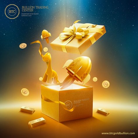 BTC GOLD on Behance Gift Box Social Media Design, Gifts Social Media Design, Reward Poster Design, Gold Social Media Design, Christmas Ad Campaign, Mall Social Media, Cement Ads, Vip Design, Creative Advertising Campaign