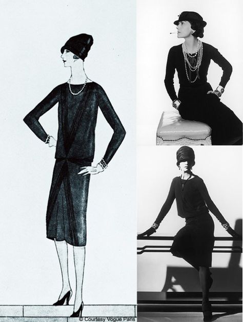 The original, first little black dress by Coco Chanel, that appeared in Vogue Coco Chanel 1920s, Chanel Black Dress, Chanel Little Black Dress, 1920 Dress, Fashion Decades, History Fashion, Chanel Couture, 20s Fashion, 1920s Fashion