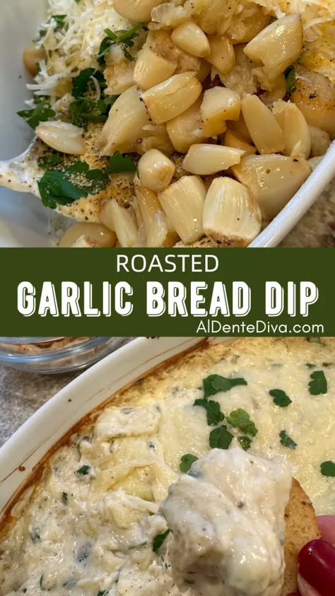 ROASTED GARLIC BREAD DIP Pot Luck Dips, Easy Summer Appetizer Recipes, Lake Day Food, Garlic Spread For Bread, Garlic Bread Dip, Spread For Bread, Roasted Garlic Bread, Bread Dips, Dip Sauce