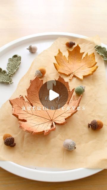 Forest Inspired Ceramics, Diy Clay Leaf Bowl, Salt Dough Pumpkins, Clay Autumn Crafts, Das Modelling Clay Ideas, Fall Clay Projects, Autumn Clay Ideas, Clay Leaf Bowl, Crafts Nature