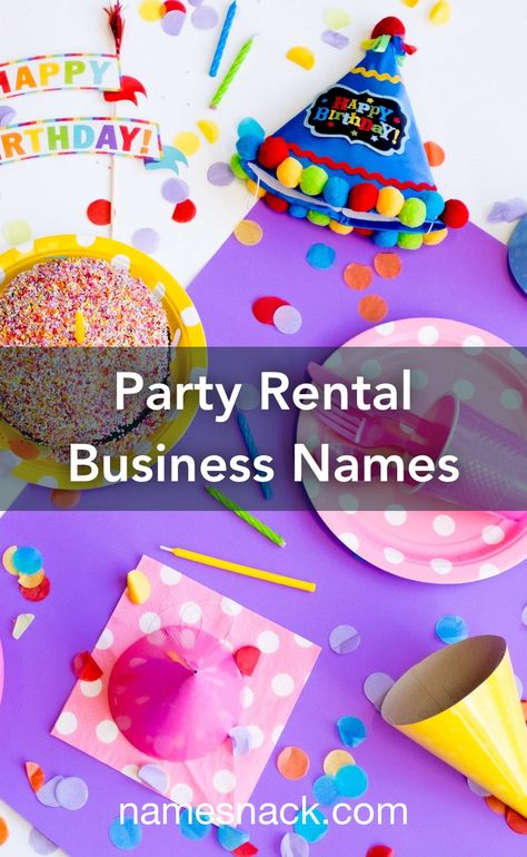 Bounce House Business Names, Party Planner Business Names, Party Rental Business Name Ideas, Party Decor Business Name Ideas, Party Rental Business Ideas, Bouncy House Party, Party Planner Business, Store Names Ideas, Kids Party Venues