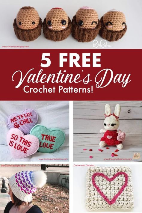 Crochet Projects For Valentines Day, Crochet Pattern Valentines Day, February Crochet Ideas, Crocheted Valentines Patterns, Crochet Patterns For Valentine's Day, Free Valentine’s Day Crochet Patterns, Easy Crochet Valentine Gifts, Valentines Free Crochet Patterns, Free Crochet Valentine's Day Patterns