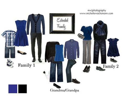 large family Blue And Black Family Pictures Outfits, Navy Family Pictures, Black Family Pictures, Family Color Schemes, Sarah Hawkins, Outfits For Family Pictures, Large Family Poses, Ideas For Family Photos, Family Photo Colors