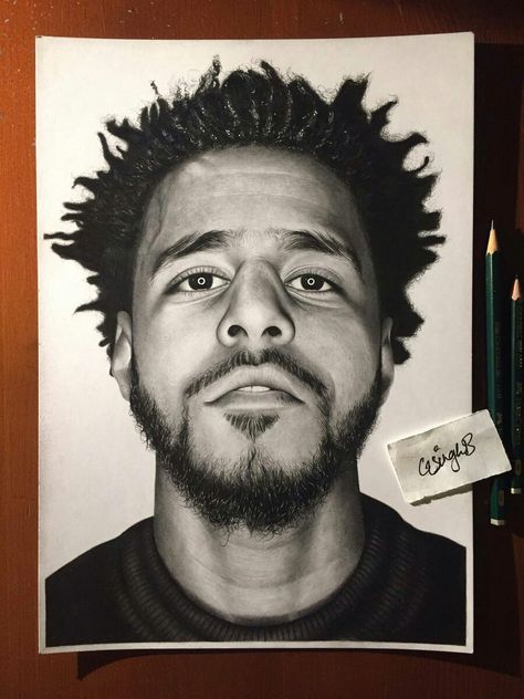 J Cole Drawing, J Cole Art, Celebrity Art Drawings, Fruit Art Drawings, Celebrity Artwork, Fan Drawing, Prismacolor Art, Rapper Art, Sketchbook Drawings