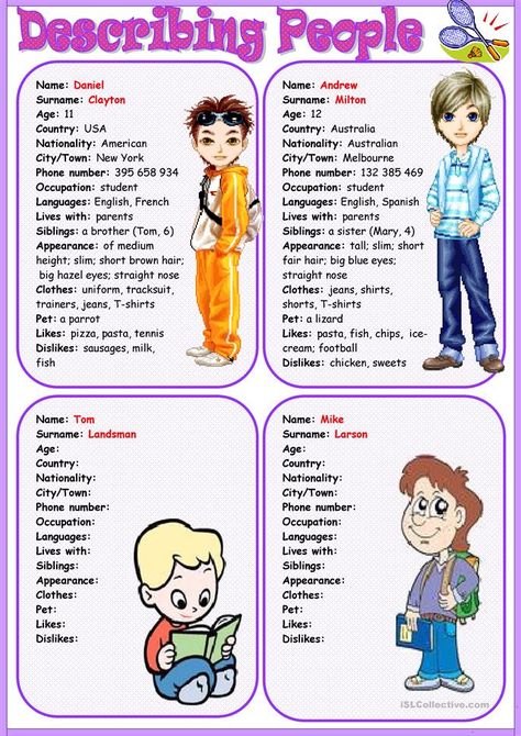 Describing People Worksheet, Describing Appearance, Appearance Worksheet, Describing People, Describing Words, Parent Life, People Names, Esl Teaching, Teaching Jobs