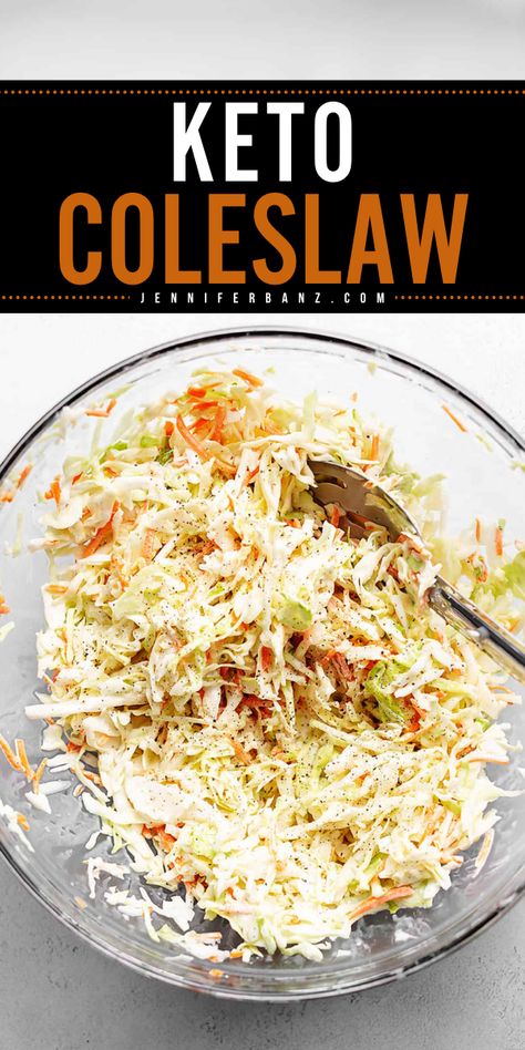 You need this best keto coleslaw recipe for your Labor Day party food ideas! It's an easy, low-carb recipe with a simple coleslaw dressing that will be a hit at any gathering! What else could you ask for? Keto Coleslaw Recipe, Keto Cole Slaw, Low Carb Coleslaw, Keto Coleslaw, Low Carb Dressing, Low Carb Salads, Carb Side Dishes, Keto Side Dish, Easy Coleslaw