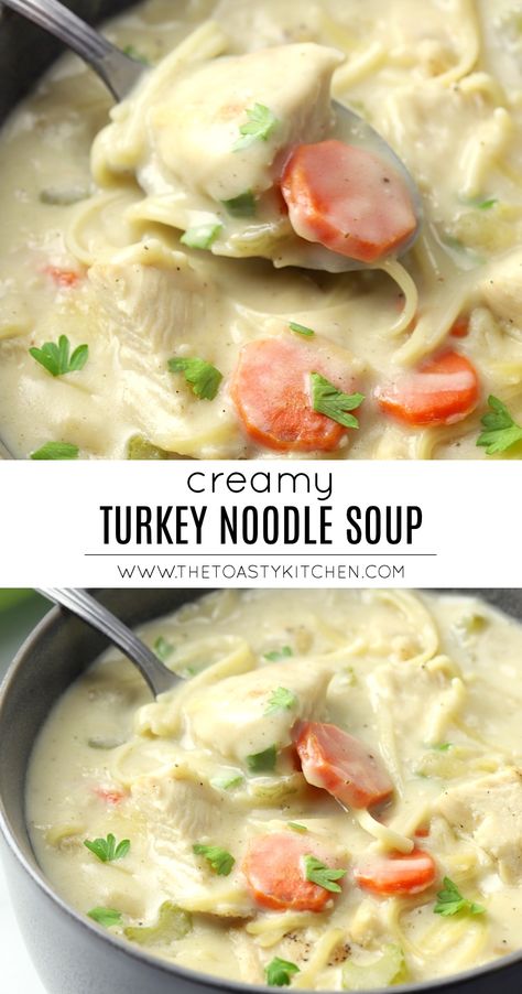 Turkey Egg Noodles, Creamy Turkey Noodle Soup, Cream Of Turkey Soup, Creamy Turkey Soup, Easy Homemade Soups, Turkey Egg, Turkey Noodle Soup, Turkey Soup Recipe, Winter Soup Recipe