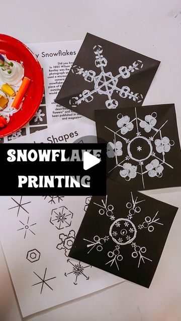 Ashley | Artsy Blevs | Art Teacher on Instagram: "Found object printing is just the best! Legos, pieces of cardboards, random toys, etc. all work great for printing. Have you ever read the book Snowflake Bentley? It’s a good one and so fun for winter. ❄️🩵 If you don’t know about him, Wilson Bentley was the first person to photograph snowflakes using a microscope. He discovered that no 2 crystals were alike, and there’s just something about how unique snowflakes are that sticks with us even today. Just like each kid is their own funky little gumdrop, snowflakes come in all different shapes and sizes. Once that little crystal melts, there will never be another one like it, and the fleeting beauty of snow is what drove Bentley’s passion for photography. ❤️❤️

•
•
•
•
•
•
•
•
•
•
#elementarya January Art Projects For Middle School, Winter Art Lesson Kindergarten, Catching Snowflakes Art Project, New Years Elementary Art Projects, Holiday Art Lessons Elementary, January Arts And Crafts For Adults, Snowmen Art Projects For Kids, January Art Lessons For Elementary, One Day Winter Art Lessons Elementary