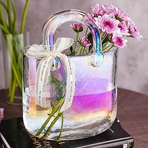 Glass Handbag, Handbag Vase, Purse Vase, Glass Purse, Vase For Flowers, Vase Glass, Flower Holder, Fish Bowl, Ribbon Bow