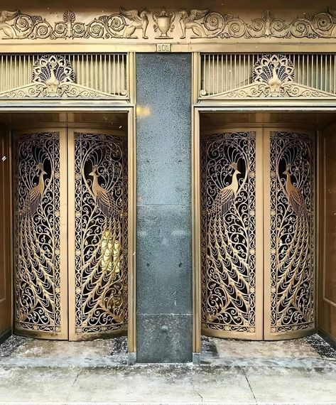 Art Deco Doors, Metal Doors Design, Peacock Jewelry, Chicago History, The C, Metal Door, Objet D'art, Rare Photos, Chicago Illinois