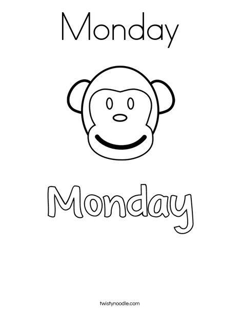 Monday Coloring Page - Twisty Noodle Today Is Monday, Writing Outline, Happy Doodles, English Worksheets For Kindergarten, Twisty Noodle, Homeschool Preschool Activities, Pregnancy Info, English Activities For Kids, Kids Worksheets