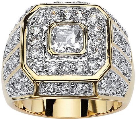 FINE JEWELRY Mens 2 1/3 CT. T.W. White Cubic Zirconia 14K Gold Over Brass Fashion Ring 101 Tattoo, Mens Pinky Rings, Watches Expensive, White Crystal Ring, Mens Watches Expensive, Octagon Ring, 1966 Batman, Jewelry Rings Unique, Mens Ring Designs