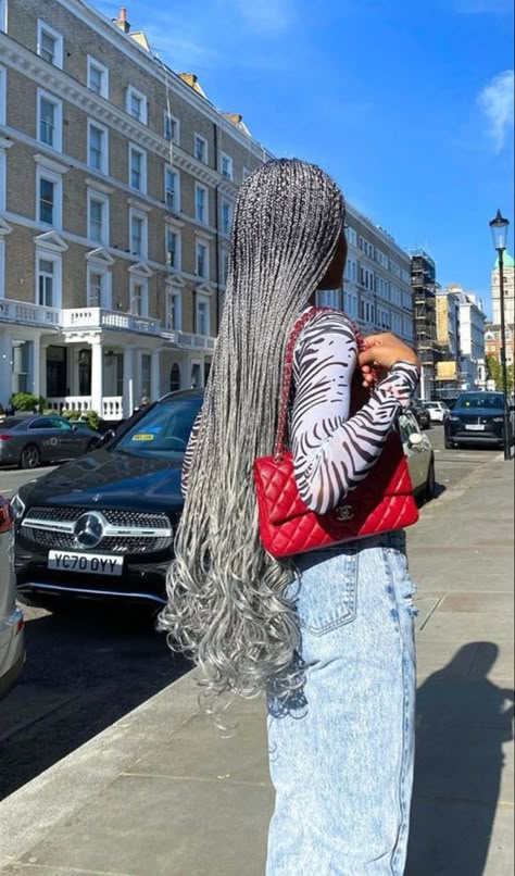 Grey Braids Hairstyles, Grey Braids For Black Women, Grey Braids, Braids For Black, Box Braids Hairstyles For Black Women, Braids Hairstyles Pictures, Cute Box Braids Hairstyles, Box Braids Styling, Pretty Braided Hairstyles