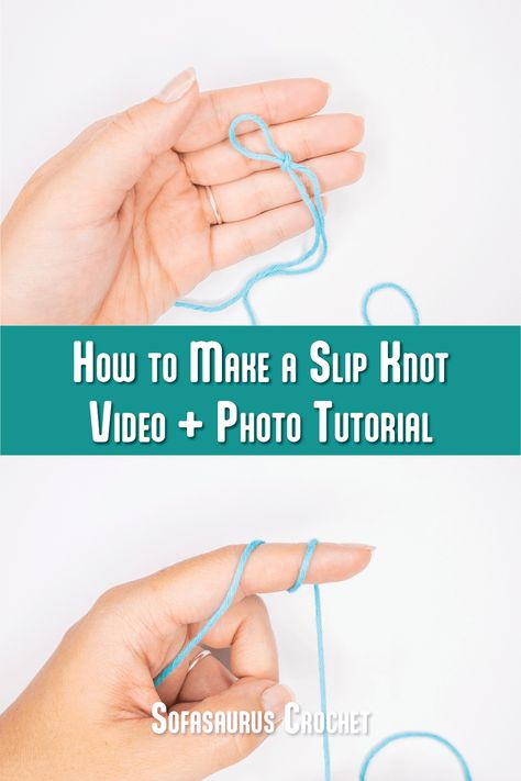 How to Make a Slip Knot - Sofasaurus Easy Slip Knot, How To Tie A Slip Knot, How To Make A Slip Knot, Slip Knot Tutorial, Slip Knot Crochet, Slip Knot Bracelets, Beanie Knitting Patterns Free, Sewing Measurements, Beanie Knitting