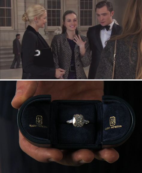 "Why does everyone look like they're here for a funeral....." "...when you're really here for a wedding!" Chuck E Blair, Chuck Y Blair, Harry Winston Ring, Harry Winston Engagement, Mode Gossip Girl, Blair Waldorf Outfits, Gossip Girl Quotes, Dan Humphrey, Stile Blair Waldorf