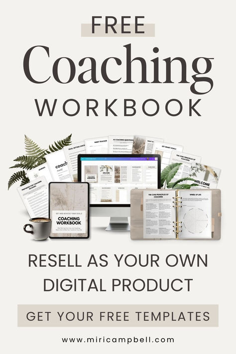 Download this free coaching workbook Canva template and create your own coaching workbook. Want to sell a digital product? This coaching worksheet template set makes that easy. Simply edit with your branding and then sell as your own. Includes Wheel of Life Worksheets, goal setting worksheets and coaching session notes, as well as a lot more. Grab your free copy of the coaching workbook and start selling digital products to boost your coaching business today! Life Worksheets, Life Coaching Worksheets, Coaching Worksheets, Good Leadership Skills, Life Coach Training, Life Coaching Business, Goal Setting Worksheet, Parent Coaching, Free Online Classes