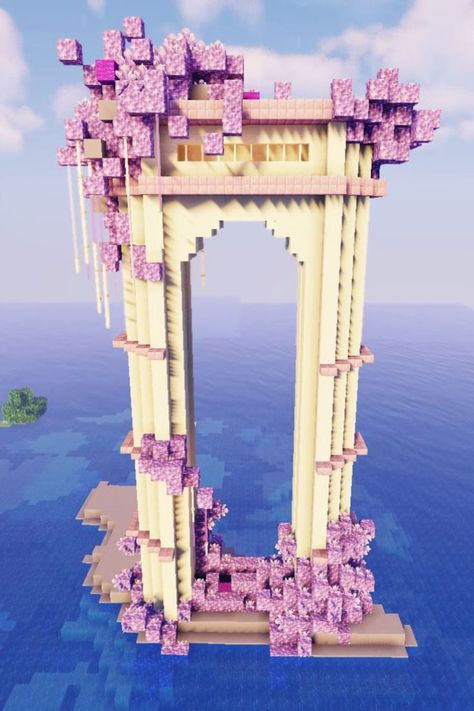 #minecraft #nether #portal #gate #build #howto #purple #violet #purpur #amethyst #quartz #railing #endrod #water #sildurs #shaders #timelapse #fantasy #magical Big Minecraft Houses, Minecraft Portal, Description Ideas, Things To Build In Minecraft, Nether Portal, Minecraft Kingdom, Build Minecraft, Build In Minecraft, Houses Minecraft