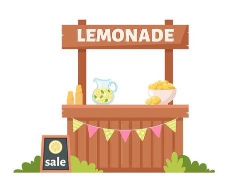 Lemonade Stand Illustration, Lemonade Stand Drawing, Summer Fruit Juice, Gacha Bases, Diy Lemonade Stand, Juice Store, Summer Lemonade, Door Decs, Lemonade Stand