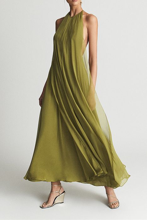 Bridesmaid Dress Styles, Green Bridesmaid, Green Bridesmaid Dresses, Wedding 2024, Silk Maxi, Bridesmaid Style, Sandal Heels, Maxi Dress Online, Backless Design