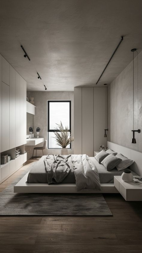 Contemporary Small Bedroom, Bedroom Ideas Minimalist, Stylish Bedroom Ideas, Art Decor Ideas, Floating Nightstands, Modern Bedroom Ideas, Guest Room Design, Best Bedroom, Small Apartment Design