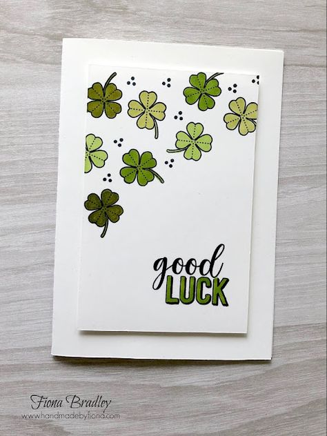 Luck of the Irish - Handmade by Fiona Good Luck Cards Diy, Homemade Good Luck Cards, Good Luck Diy Cards, Good Luck Doodle, Lucky Clover Stampin Up Cards, Best Of Luck Cards, Good Luck Cards Handmade, Stampin Up Lucky Clover, Clover Card