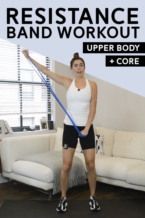 Upper Body & Core Resistance Band Workout - This workout is broken up into three circuits that'll target your upper body and core. #resistancetraining #athomeworkout #workoutvideo #coreworkout #upperbodyworkout Jacked Workout, Challenges Exercise, Banded Exercises, Resistance Workouts, Bands Exercises, Upper Ab Workout, Arm Workout With Bands, Bands Workout, Workout Man